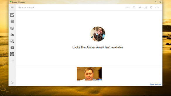 Screenshot of automatically created video hangout referenced above.